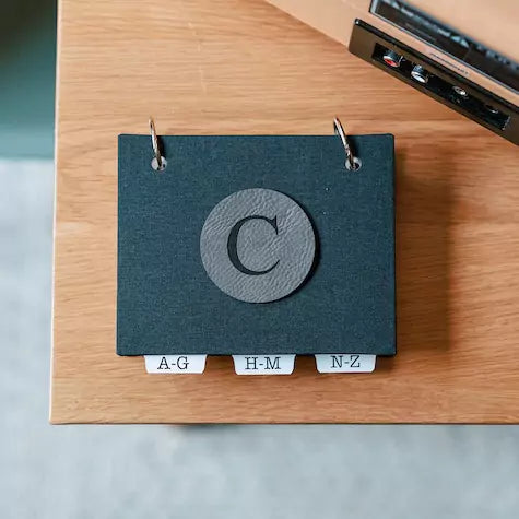 Handcrafted Small Linen Cloth Hardcover Address Book with Personalized Leatherette Initial - inAWE Handmade Gifts, Personalized Gifts, Spiritual Gifts