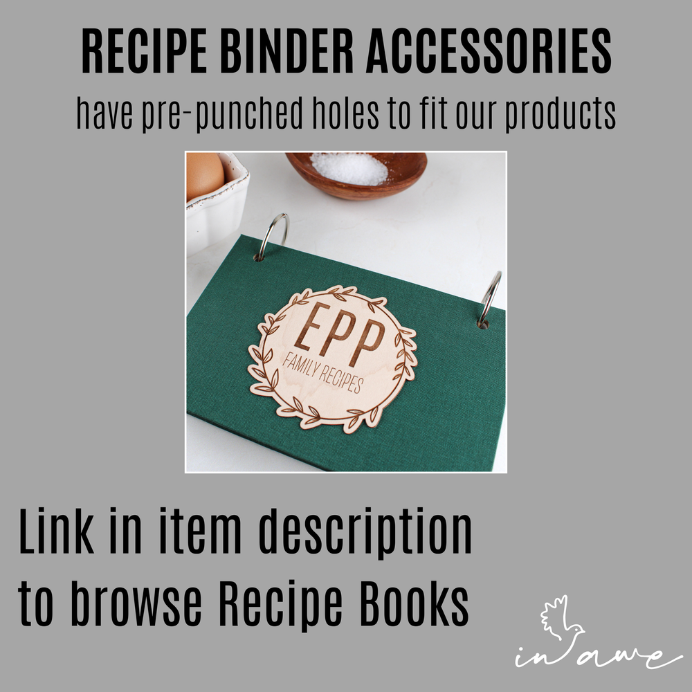Recipe Binder Accessories - Blank Recipe Cards & Alpha Tab Dividers - inAWE Handmade Gifts, Personalized Gifts, Spiritual Gifts