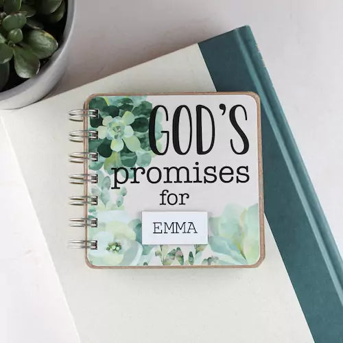 Bible Verse Book with Nameplate - Succulents - inAWE Handmade Gifts, Personalized Gifts, Spiritual Gifts