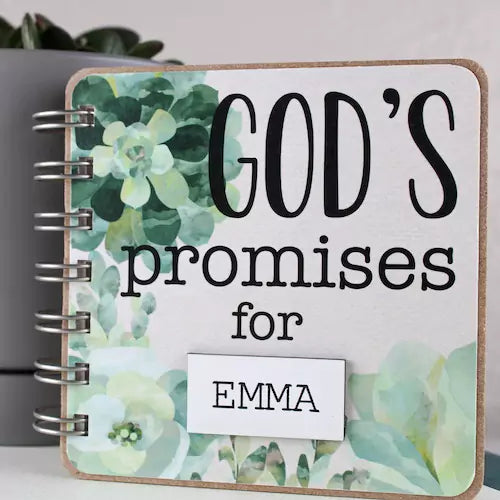 Bible Verse Book with Nameplate - Succulents - inAWE Handmade Gifts, Personalized Gifts, Spiritual Gifts