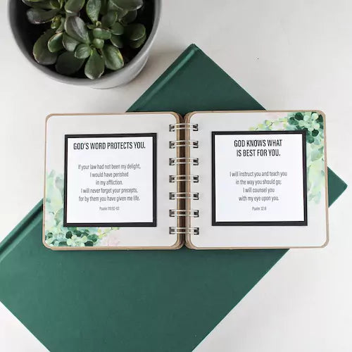 Bible Verse Book with Nameplate - Succulents - inAWE Handmade Gifts, Personalized Gifts, Spiritual Gifts