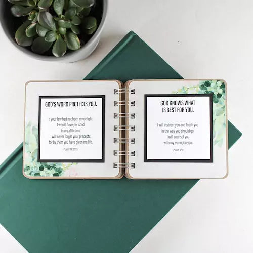 Bible Verse Book with Nameplate - Succulents - inAWE Handmade Gifts, Personalized Gifts, Spiritual Gifts