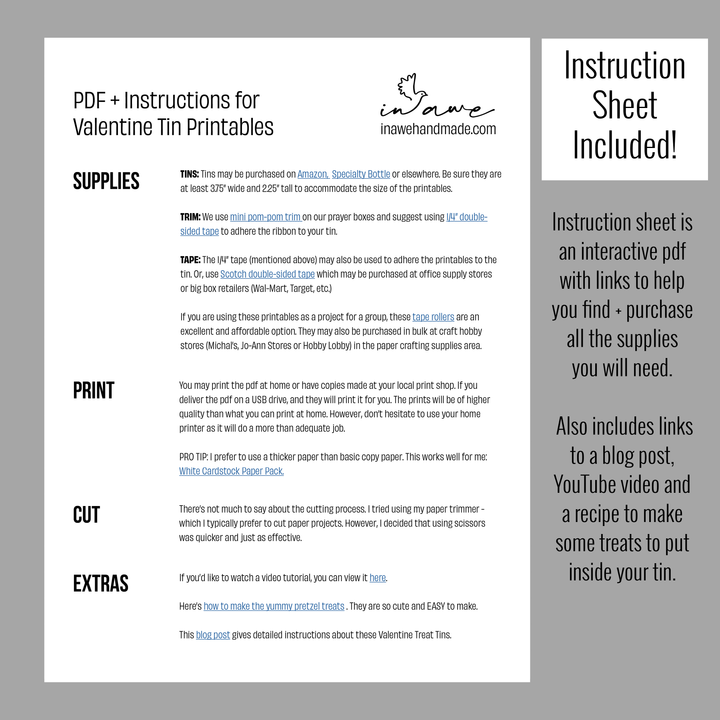 DIY Valentine Gifts for Classmates - Heart Confetti Craft Kit - Instant Digital Download - inAWE Handmade Gifts, Personalized Gifts, Spiritual Gifts