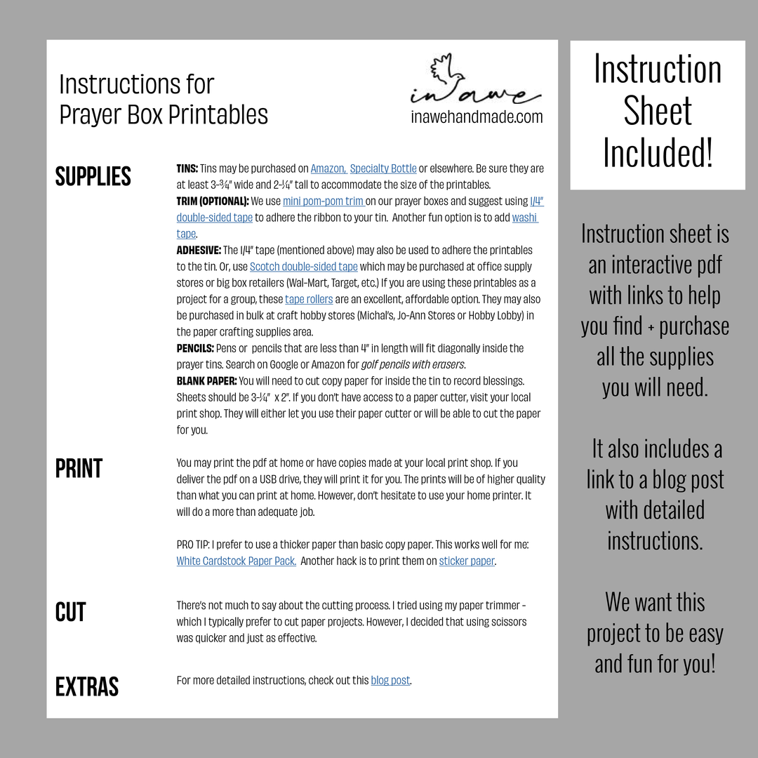 DIY Prayer Box Printable for Kids with Bees & Flowers | Fun Prayer Craft for Sunday School - inAWE Handmade Gifts, Personalized Gifts, Spiritual Gifts