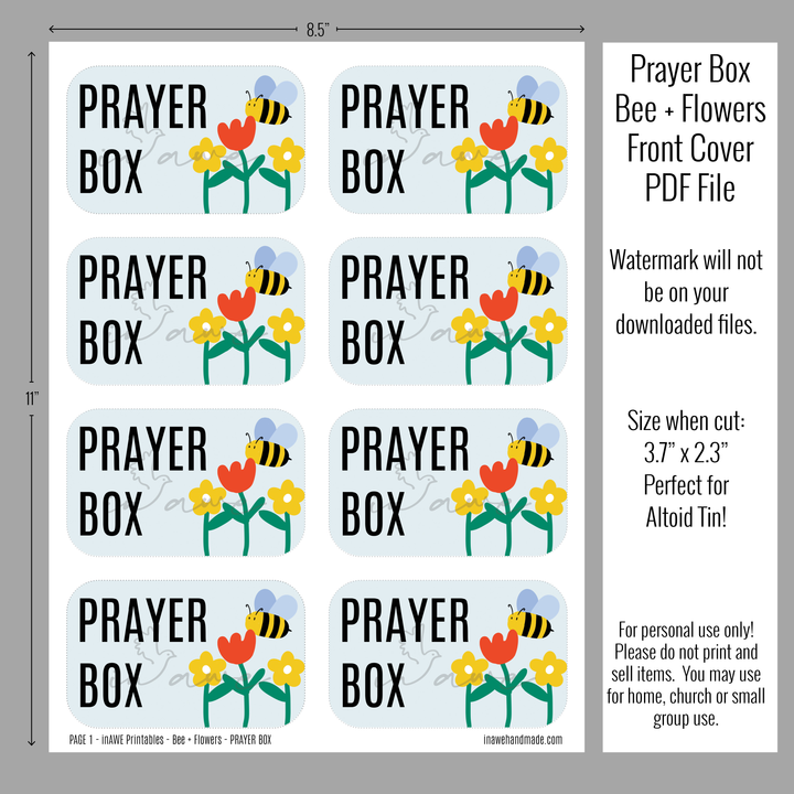 DIY Prayer Box Printable for Kids with Bees & Flowers | Fun Prayer Craft for Sunday School - inAWE Handmade Gifts, Personalized Gifts, Spiritual Gifts