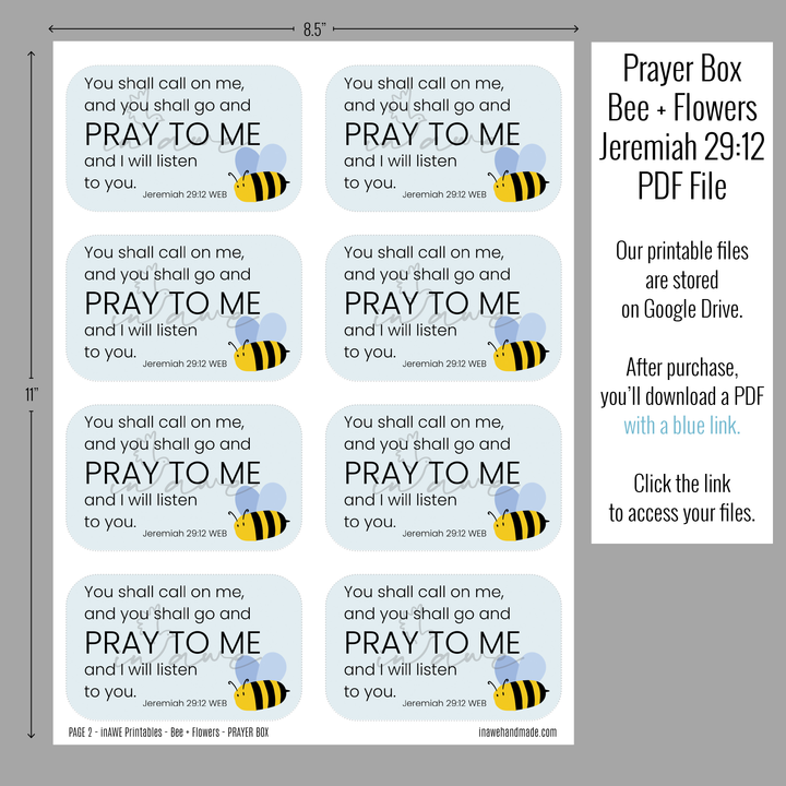 DIY Prayer Box Printable for Kids with Bees & Flowers | Fun Prayer Craft for Sunday School - inAWE Handmade Gifts, Personalized Gifts, Spiritual Gifts