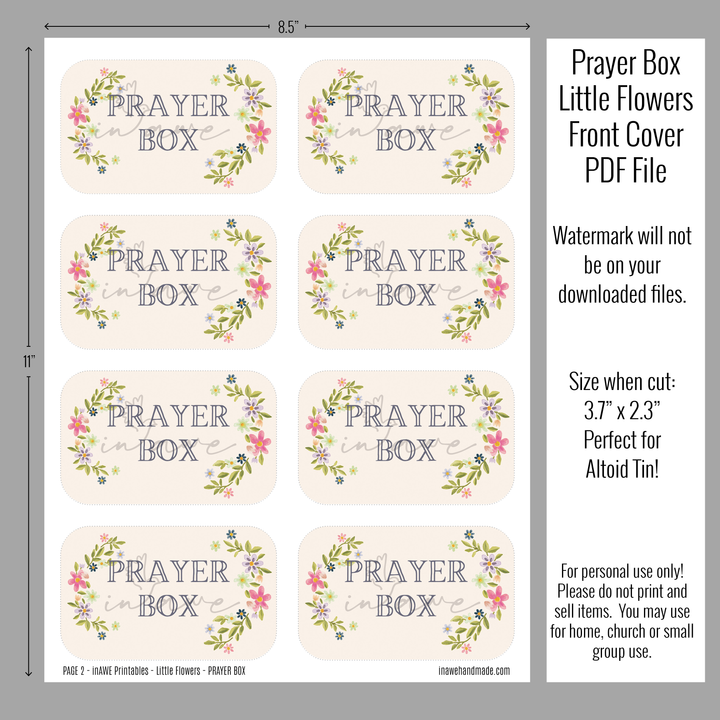 DIY Prayer Box Printable with Delicate Floral Design | Perfect Prayer Crafts for Women - inAWE Handmade Gifts, Personalized Gifts, Spiritual Gifts