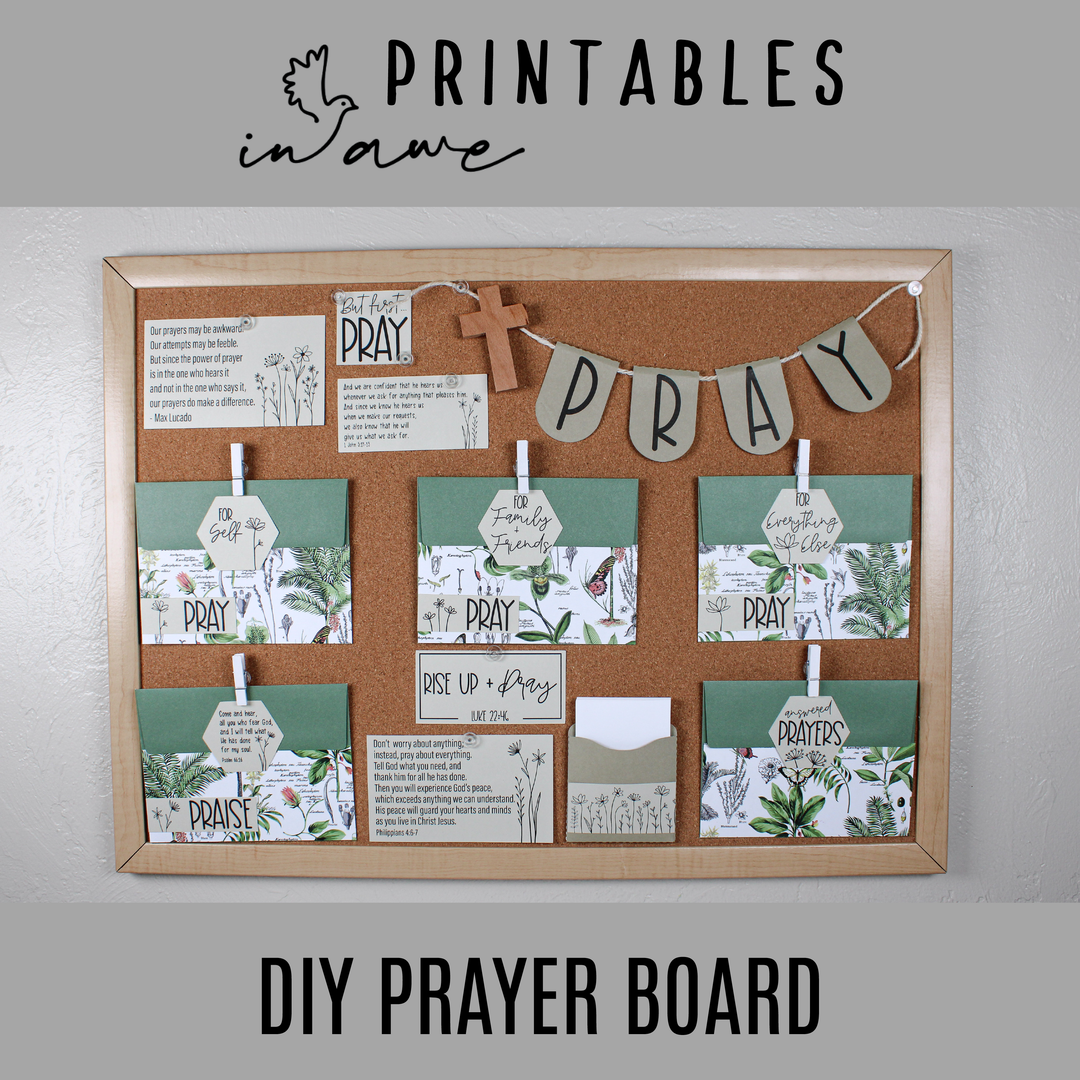 Wildflower instant digital download prayer board featuring earthy colors and botanical graphics.