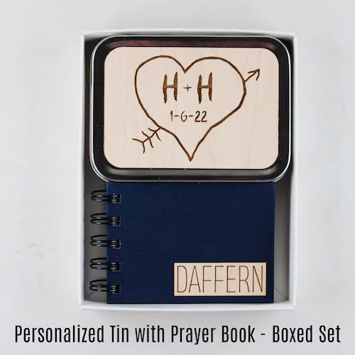Christian Engagement Gift - Personalized Prayer Book & Keepsake Tin - inAWE Handmade Gifts, Personalized Gifts, Spiritual Gifts