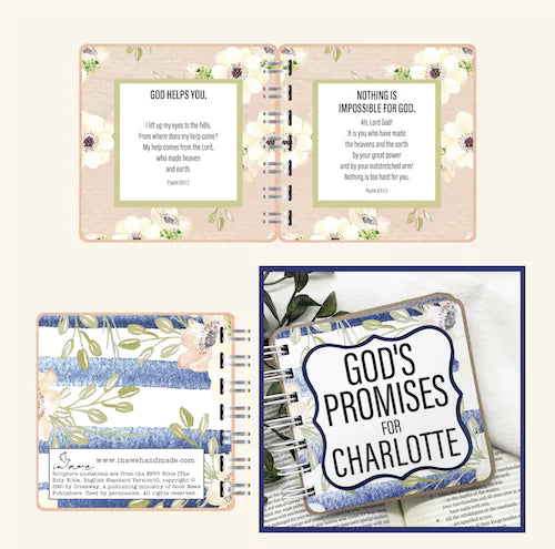 Bible Verse Book with Printed Title - Floral Blue - inAWE Handmade Gifts, Personalized Gifts, Spiritual Gifts