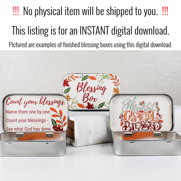 Friendsgiving Gift Idea - Printable Blessing Box with Autumn Leaves Design - inAWE Handmade Gifts, Personalized Gifts, Spiritual Gifts