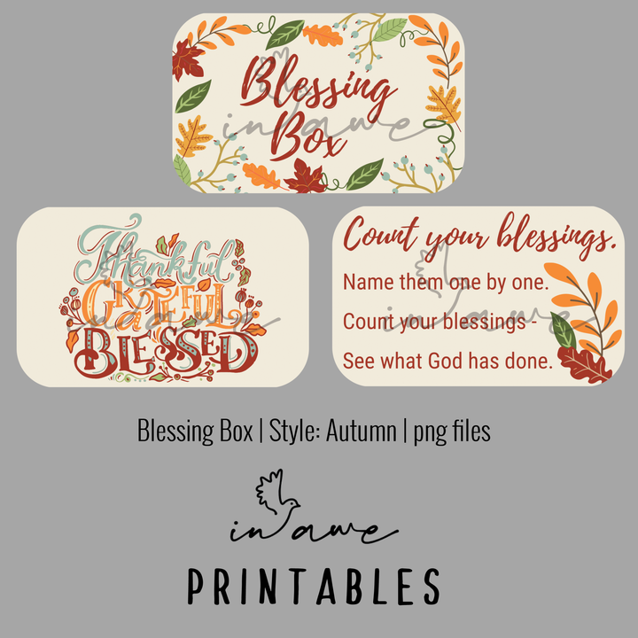 Friendsgiving Gift Idea - Printable Blessing Box with Autumn Leaves Design - inAWE Handmade Gifts, Personalized Gifts, Spiritual Gifts