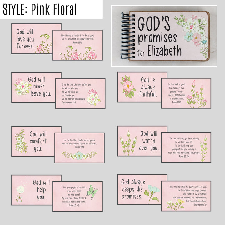 personalized book, gods promises for kids, scriptures for kids - pink girl gift with dainty flowers.