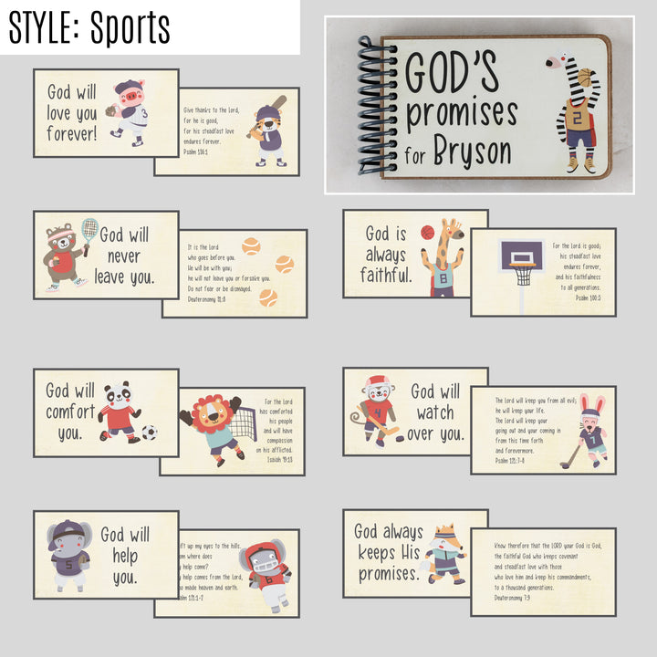 God's Promises personalized book with Bible verses for kids - sports gift