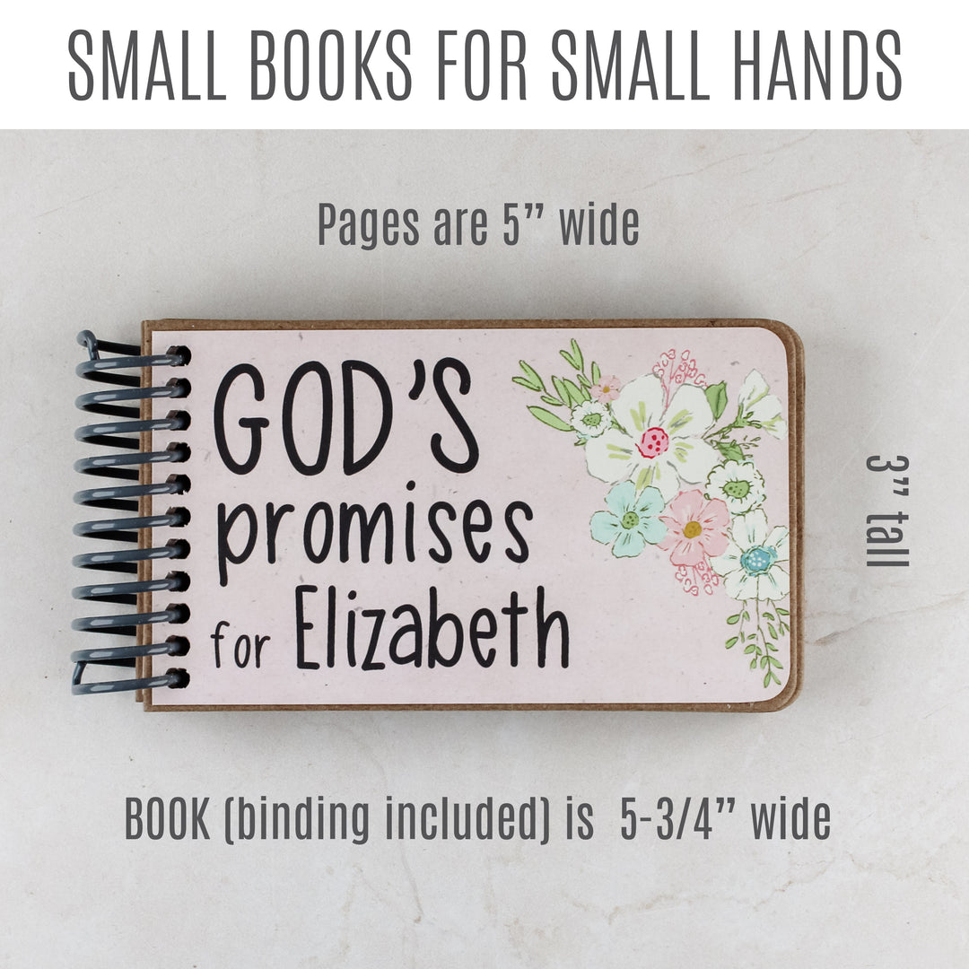 personalized book, gods promises for kids, scriptures for kids - pink girl gift with dainty flowers.
