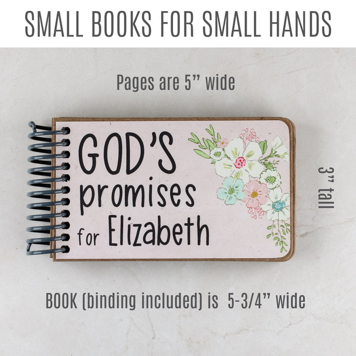 personalized book, gods promises for kids, scriptures for kids - pink girl gift with dainty flowers.