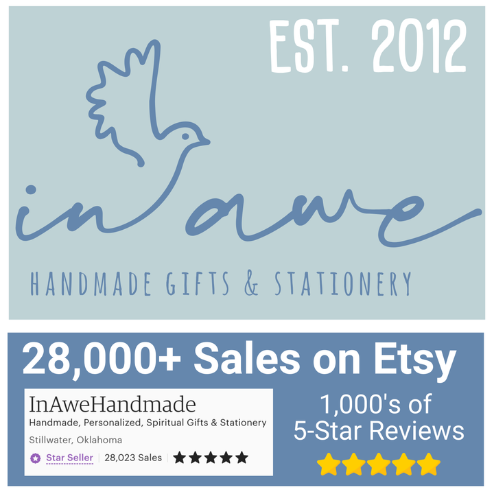 Purchase with confidence - inAWE established in 2012 with 28,000+ sales on Etsy and thousands of 5 star reviews.
