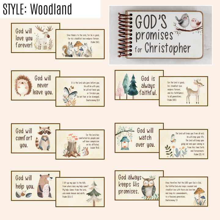 God's Promises personalized book with Bible verses for kids - woodland creatures
