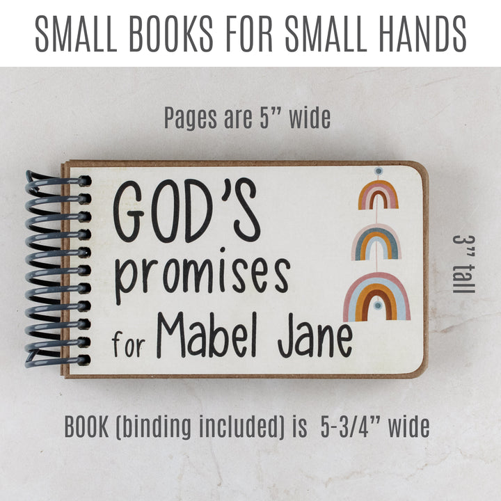 Personalized God's Promise book for kids with 7 promises of God and Bible verses - aesthetic boho style