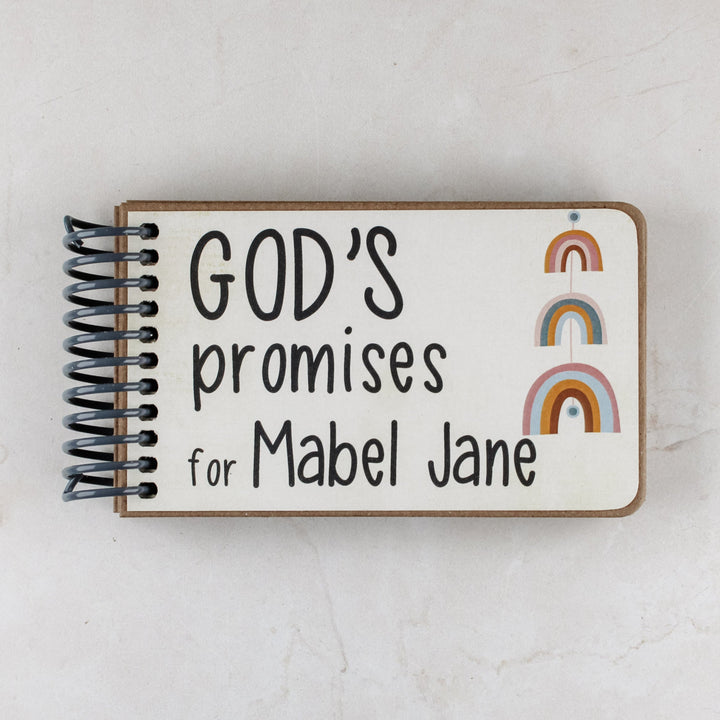 Personalized God's Promise book for kids with 7 promises of God and Bible verses - aesthetic boho style