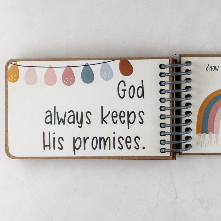 Personalized God's Promise book for kids with 7 promises of God and Bible verses - aesthetic boho style