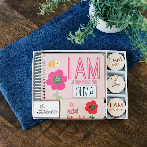 Positive Affirmations for Girls Gift Set | Happy Affirmations | I AM Affirmation Book and Gift Set - inAWE Handmade Gifts, Personalized Gifts, Spiritual Gifts