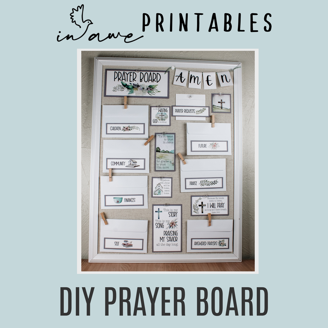 Decorating a prayer room with our diy prayer board is quick and easy with this digital download. Instantly begin your project with this printable.