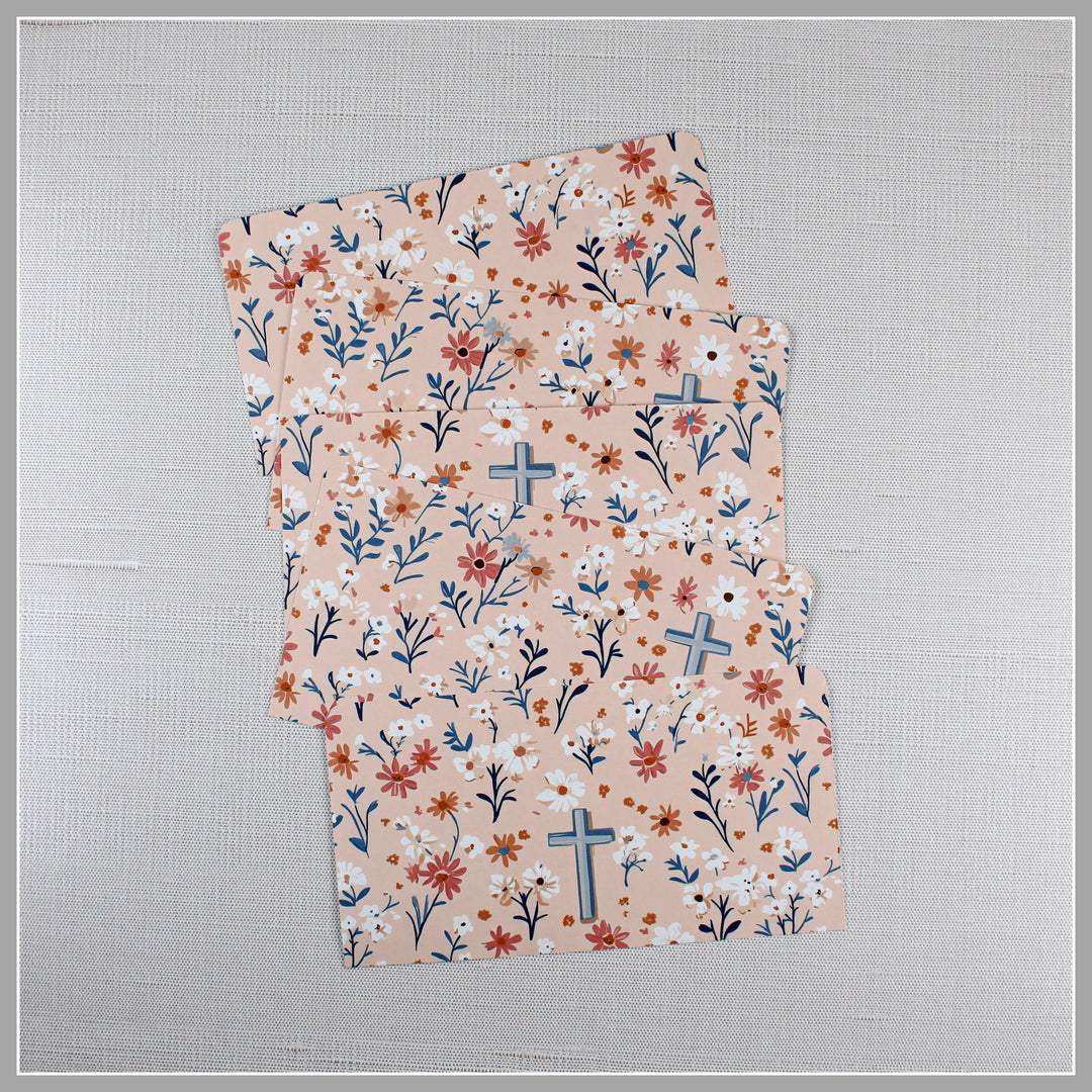 Envelope Covers Add-On features wildflowers and crosses for meaningful prayer room decor.