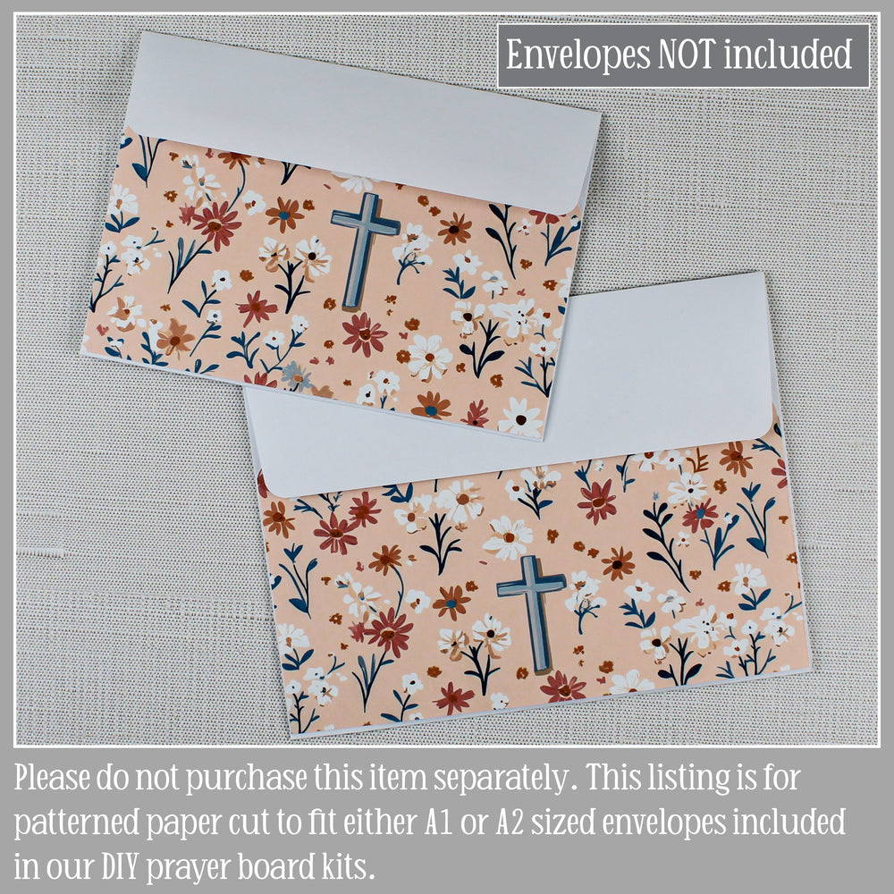 Wildflowers and crosses make these envelope covers meaningful prayer room decor.