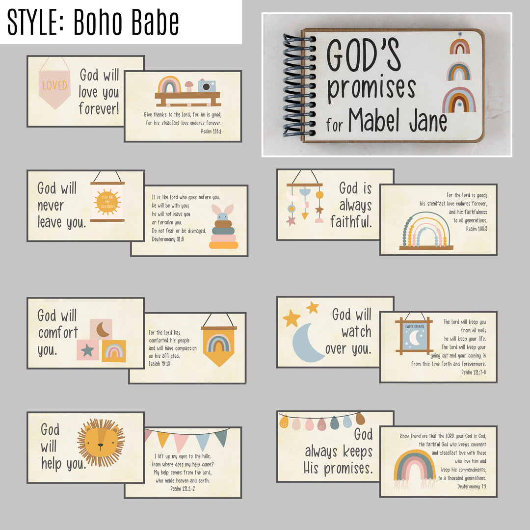 God's Promises personalized book with Bible verses for kids - aesthetic boho style
