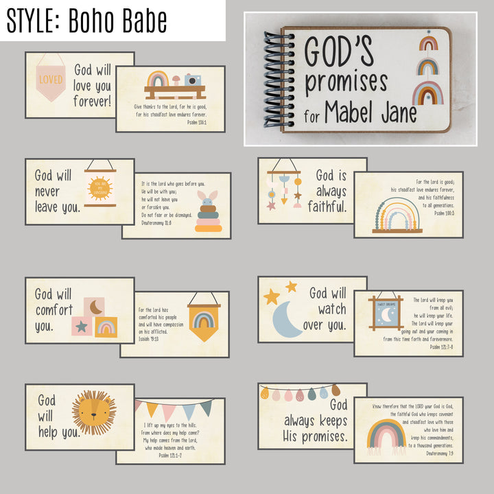 God's Promises personalized book with Bible verses for kids - aesthetic boho style