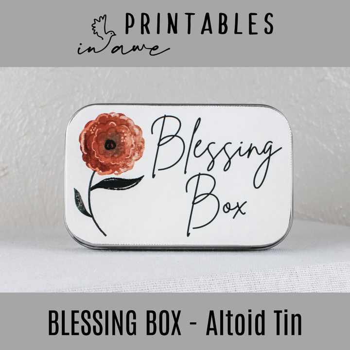 Thanksgiving Activities Printable - Blessing Box with Maroon and Green Floral Design - inAWE Handmade Gifts, Personalized Gifts, Spiritual Gifts