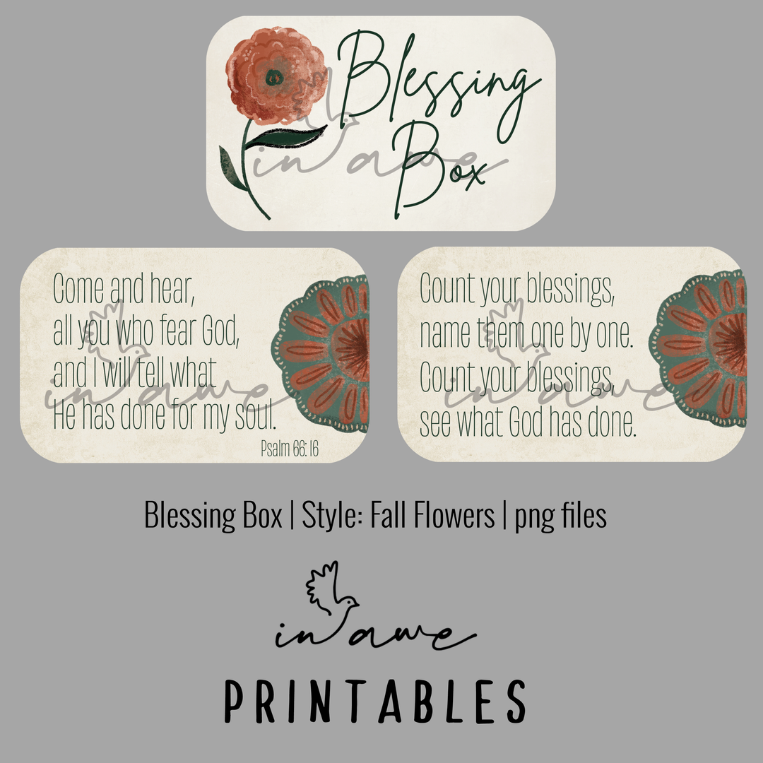 Thanksgiving Activities Printable - Blessing Box with Maroon and Green Floral Design - inAWE Handmade Gifts, Personalized Gifts, Spiritual Gifts