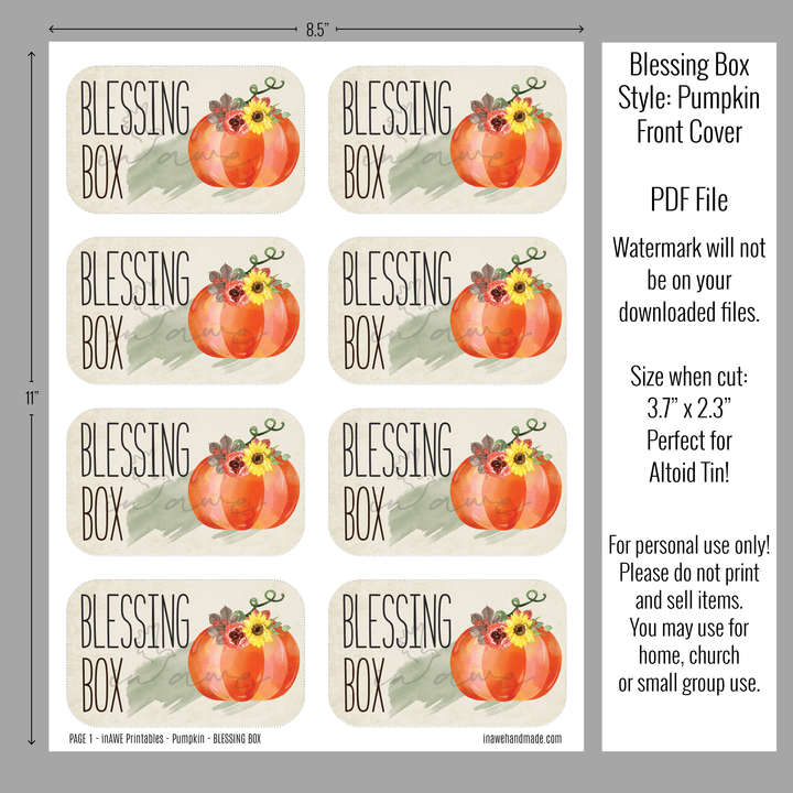 Thanksgiving Craft for Seniors - Blessing Box with Pumpkin Design - inAWE Handmade Gifts, Personalized Gifts, Spiritual Gifts