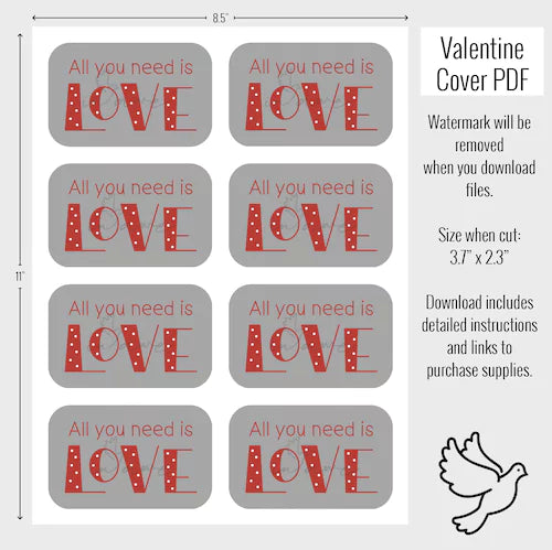 Valentines printable pdf all you need is love.