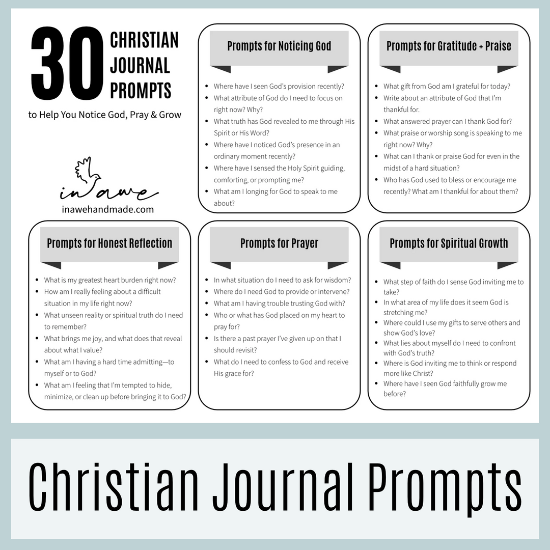 30 Christian Journal Prompts free printable