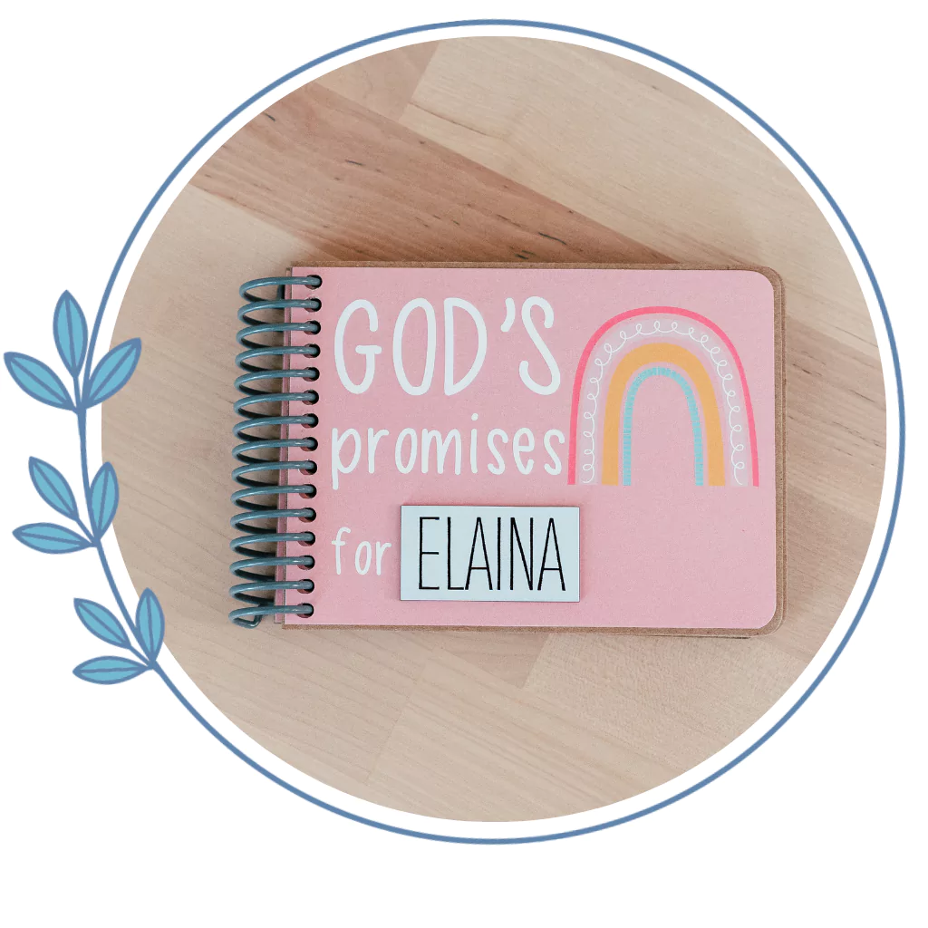Personalized God's promise book with red barn on cover 