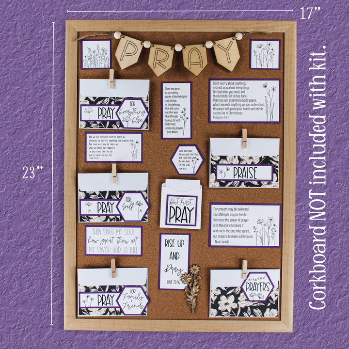 DIY Prayer Board Kit for Your Prayer Closet – Christian Faith Organizer with Scripture Cards & PRAY Banner - Wildflowers - inAWE Handmade Gifts, Personalized Gifts, Spiritual Gifts 