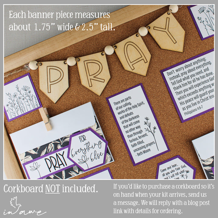 DIY Prayer Board Kit for Your Prayer Closet – Christian Faith Organizer with Scripture Cards & PRAY Banner - inAWE Handmade Gifts, Personalized Gifts, Spiritual Gifts 