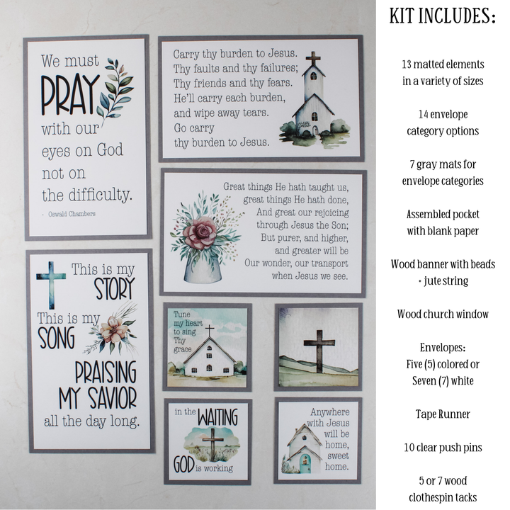 Prayer Board Kit with Envelopes - Church Hymns