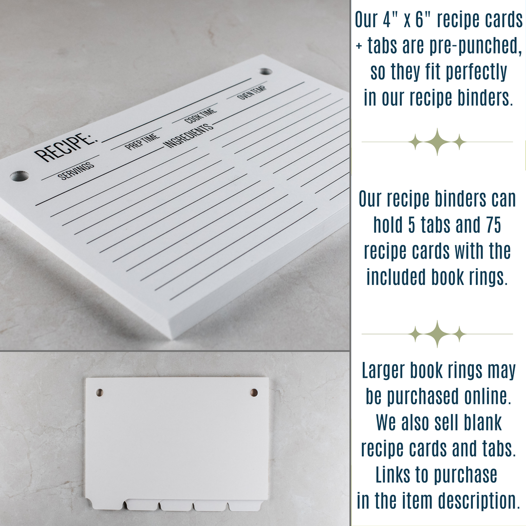 Recipe Card Holder | Personalized Recipe Book with Alpha Tabs 5 Icon Tabs / 50 Recipe Card Holder | Personalized Recipe Book with Alpha Tabs 5 Icon Tabs / 50