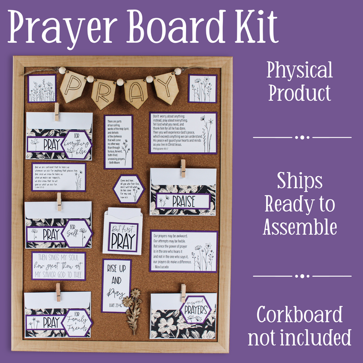 DIY Prayer Board Kit for Your Prayer Closet – Christian Faith Organizer with Scripture Cards & PRAY Banner - inAWE Handmade Gifts, Personalized Gifts, Spiritual Gifts 
