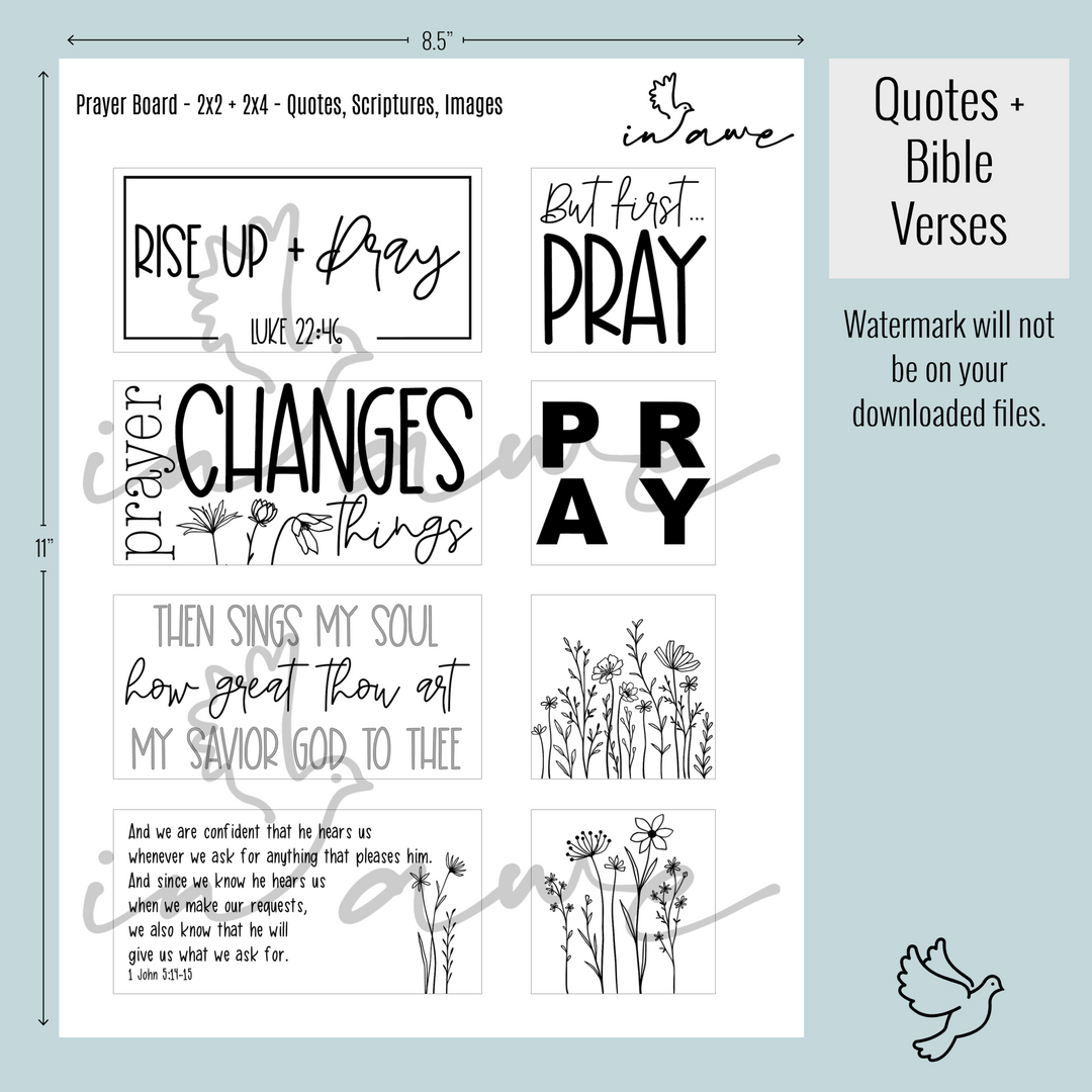 Wildflower-Style Printable for DIY Prayer Board | Instant Digital Download