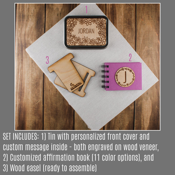 Christian Affirmation Gift with Personalized Wood Cover – Positive Affirmations for Christians - inAWE Handmade Gifts, Personalized Gifts, Spiritual Gifts 