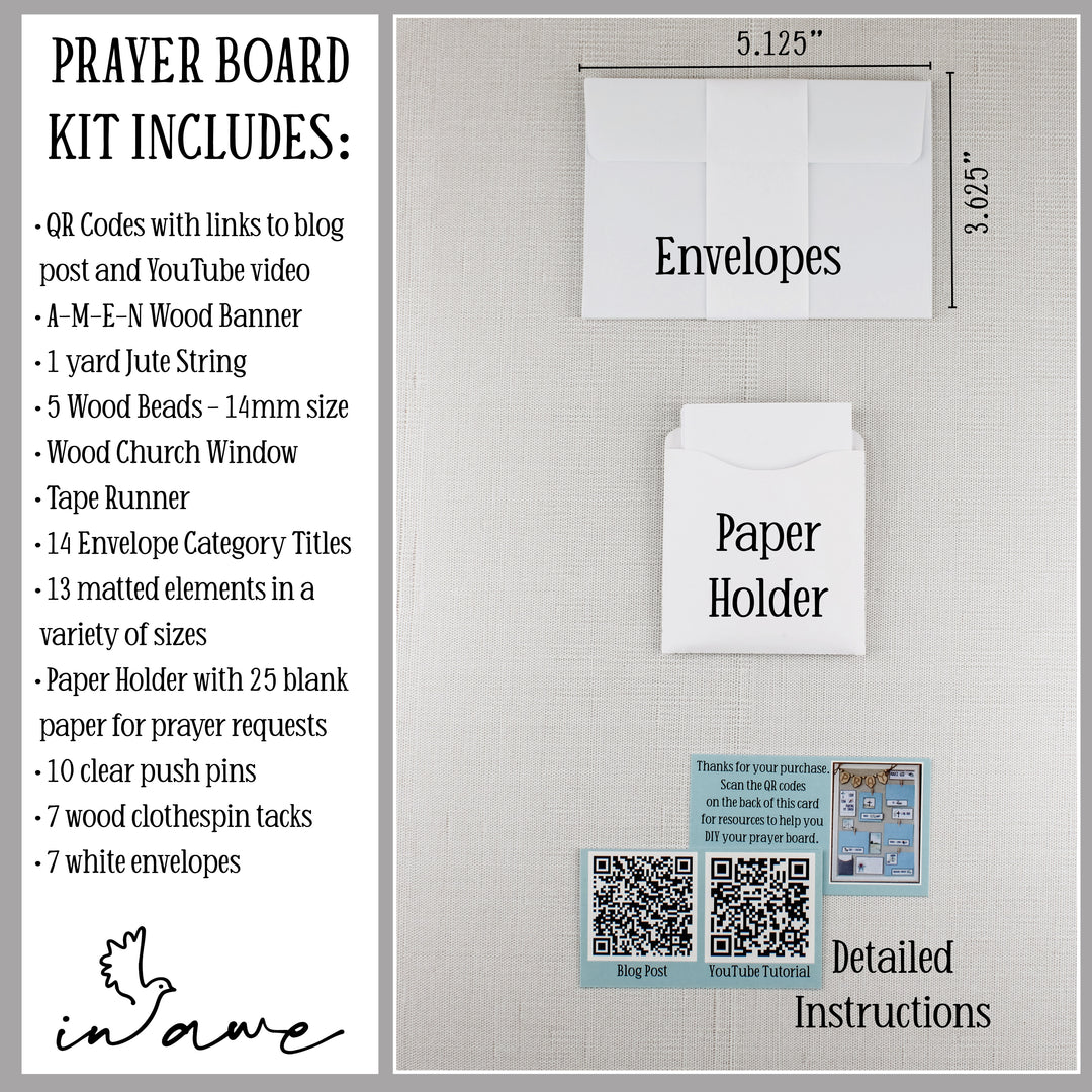 Prayer Board Kit with Envelopes | Church Hymns Lyrics, Bible Verses + Christian Quotes