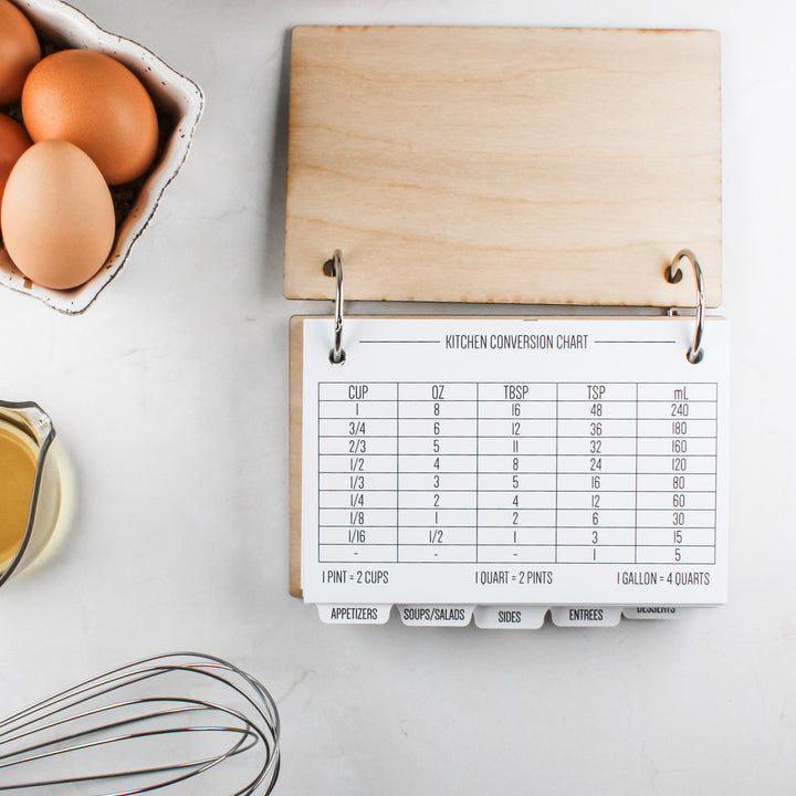 Personalized Family Recipe Book with Baltic Birch Covers & Custom Tabs