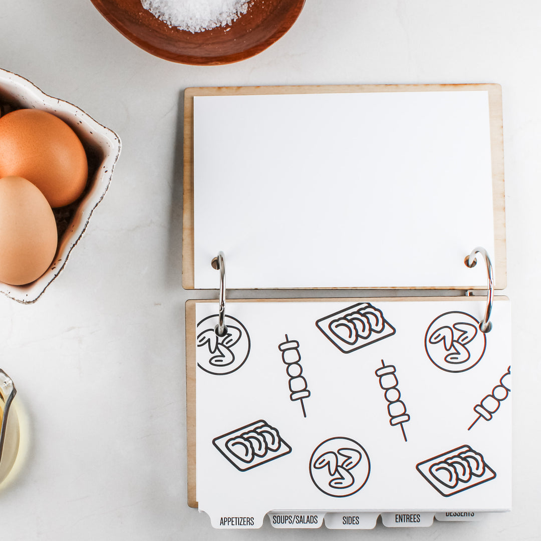 Personalized Family Recipe Book with Baltic Birch Covers & Custom Tabs