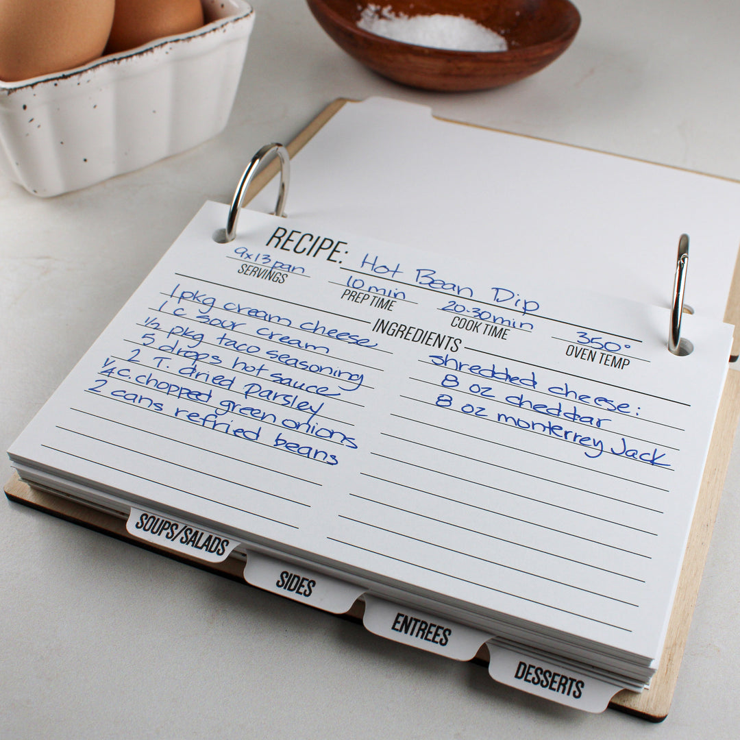 Personalized Family Recipe Book with Baltic Birch Covers & Custom Tabs