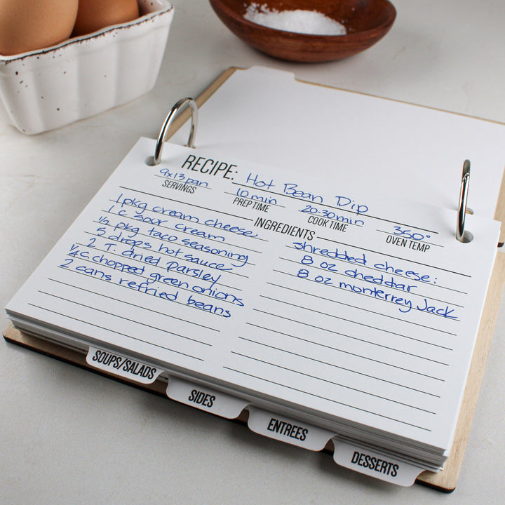 Personalized Family Recipe Book with Baltic Birch Covers & Custom Tabs