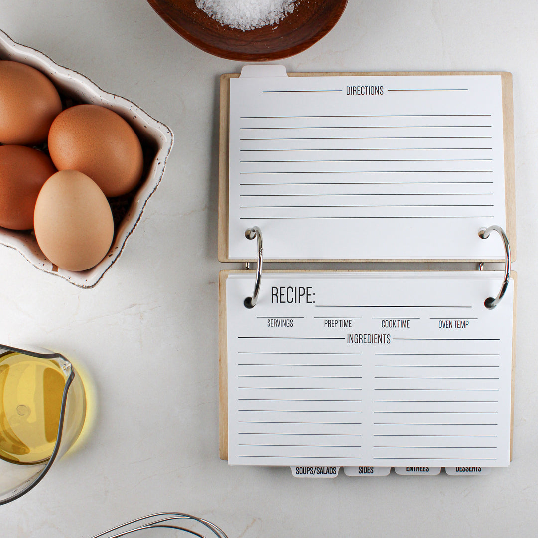 Personalized Family Recipe Book with Baltic Birch Covers & Custom Tabs